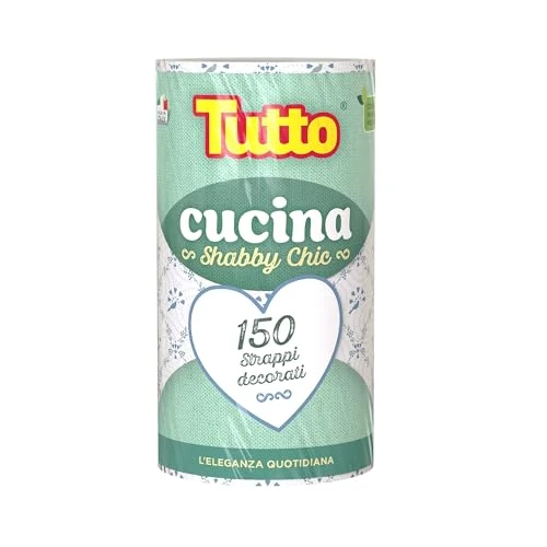 All Shabby Chic, 150 Tears, 2 Ply per Roll, Elegant and Durable Multi-Purpose Paper, Ideal for Kitchen Cleaning and for Any Surfaces, 100% Made in Italy