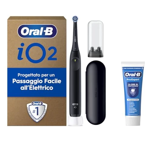 Begrenztes Angebot: Oral-B Wiederaufladbare elektrische Zahnbürste iO 2, 1 elektrische Zahnbürste, 1 Ersatzbürstenkopf, Reiseetui, Bürstenkopfhalter + 1 Oral-B Pro Zahnpasta, Zahnreinigung, Schwarz von 53.36 EUR auf 53.36 EUR (Rabatt 0%)