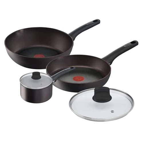 Offerta a tempo: Lagostina Cucina Eco Set di Pentole e Padelle Antiaderenti in Alluminio, 5 pezzi, una Padella 24cm con coperchio, una Casseruola Manico Lungo 18cm con coperchio e un Wok 28cm, anche a Induzione — 33% da 89,90 € a 59,90 €