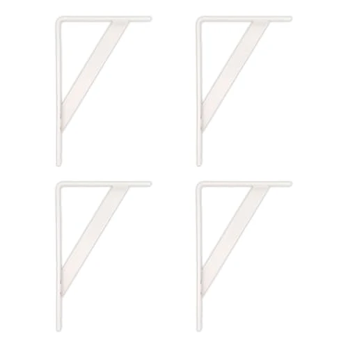 Amig - Pack de 4 Soportes para Estanterías Color Blanco| Escuadra para Estantes de 250 x 150 mm | Acero Resistente: hasta 320 kg