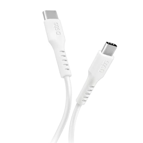 SBS USB-C Cable 25W Power Delivery, Fast Charging and Data Transfer 480Mbit/s, Compatible with Smartphones and Tablets, Length 1 m, Tangle-free, White