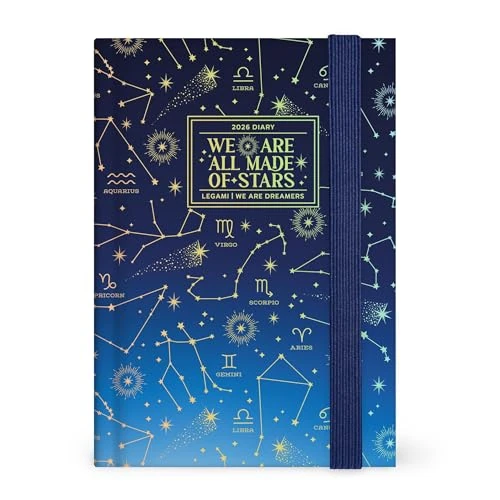 Offre limitee: Legami - Agenda journalier photographique petit 2026, étoiles, 12 mois, fermeture avec élastique, journal de janvier 2026 à décembre 2026, en papier FSC certifié, 9,5 x 13,5 cm de 12.95 EUR a 6.47 EUR (economie 50%)