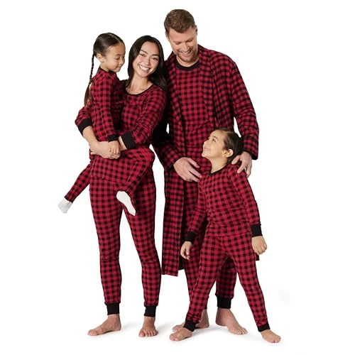 Offerta a tempo: Amazon Essentials Completi Coordinati di Pigiami Natalizi per La Famiglia, Classic Bisonti Check, 0 Mesi - 0.00% da 10.60 € a 10.60 €