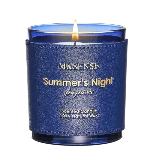 Limited-time offer: M&SENSE Summers Night Unique Design Leather Scented Candles Gifts for Women Men 280g 42H Special Soy Summer Candles Gift for Home Party Romantic Dinner Summer Breeze Aromatherapy Candle for Relaxing from 14.99 GBP to 14.99 GBP (save 0%)