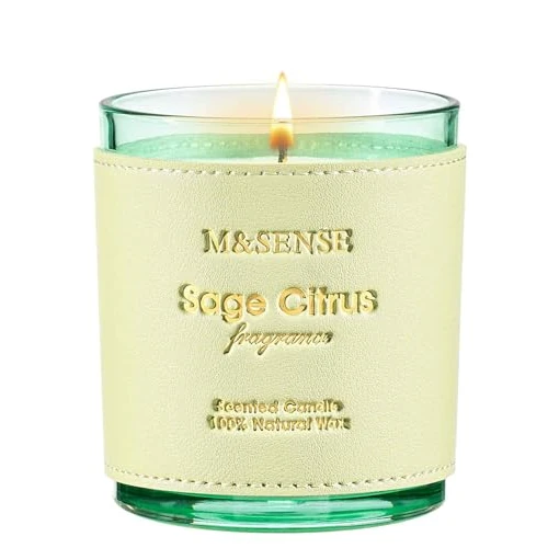 Offerta a tempo: M&SENSE Candele Profumate Soia Salvia e Agrumi |283g, Aroma Purificante ed Energetico 50 Ore, Candela Profumata Naturale per Home Office, Regalo Fresco per Colleghi - 35% da 30.57 € a 19.99 €