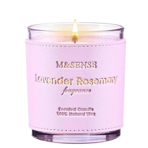 Beperkte aanbieding: M&SENSE Lavendel-rozemarijn soja geurkaarsen in glas, intensieve geur, 283 g (42 uur), spa-ontspanning, wintercadeau, verjaardagscadeau voor vrouwen, decoratie woonkamer van 24.99 EUR naar 24.99 EUR (besparing 0%)