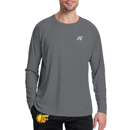 Offre limitée : MEETWEE Hauts de Bain Anti-UV Homme Rashguard Shirt,Gris Clair-Longue-1,S de 13.33 € à 13.33 € (0.00% de remise)