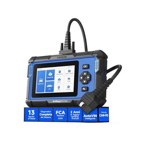 Offerta a tempo: Scanner OBD2, TOPDON ArtiDiag600 Elite, Strumento di diagnostica auto a sistema completo, 13 servizi di manutenzione, FCA/SGW, 2 anni di aggiornamenti gratuiti, Scanner di diagnostica auto con CAN-FD - 20% da 299.99 € a 239.98 €