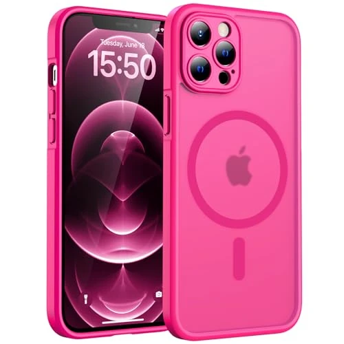 Offerta a tempo: TOCOL Cover Magnetica per iPhone 12 Pro Max 6,7 Pollic, Compatibile con MagSafe, Protezione Fotocamera Integrata, Custodia Antiurto Traslucida Opaca, Rosa Caldo - 0.00% da 15.99 € a 15.99 €