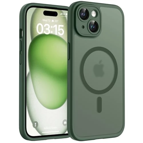 Limited offer: TOCOL Magnetic for iPhone 15 Case, Upgraded Full Camera Protection, Compatible with Magsafe, Drop Protection, Translucent Matte Back Bumper Phone Cover 6.1-Inch (Alpine Green) from 14.99 EUR to 14.99 EUR (save 0%)