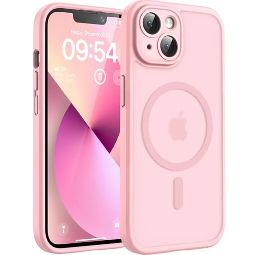 Offerta a tempo: TOCOL Cover Magnetica per iPhone 13 6,1 Pollic, Compatibile con MagSafe, Protezione Fotocamera Integrata, Custodia Antiurto Traslucida Opaca, Rosa Chiaro - 0.00% da 15.99 € a 15.99 €