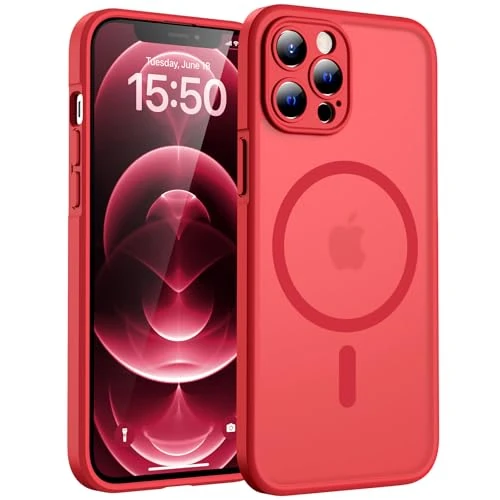 Limited offer: TOCOL Magnetic for iPhone 12 Pro Max Case, Upgraded Full Camera Protection, Compatible with Magsafe, Drop Protection, Translucent Matte Back Bumper Phone Cover 6.7-Inch（Red） from 14.93 EUR to 12.99 EUR (save 13%)