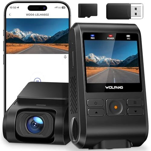 Offerta a tempo: WOLFANG Dash Cam Auto 1440P, WiFi Dashcam per Auto con Scheda SD 32G — 26% da 49,99 € a 36,99 €