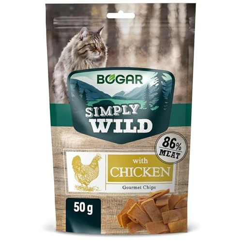 Offre limitée : Bogar - Simply Wild - Friandises pour Chats - Nourriture pour Chats en Complément de l'Alimentation Habituelle - Chips Saveur Poulet Appétentes - en Forme de Petites Lamelles de Viande - 50 G de 18.93 € à 4.99 € (73.64% de remise)