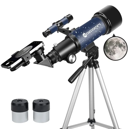 Offerta a tempo: Telescopio per adulti principianti, apertura 70 mm, 400 mm, supporto AZ completo, multi-coated Optics Rifrattore, telescopio da viaggio con treppiede, adattatore per telefono - 41% da 79.99 € a 47.11 €
