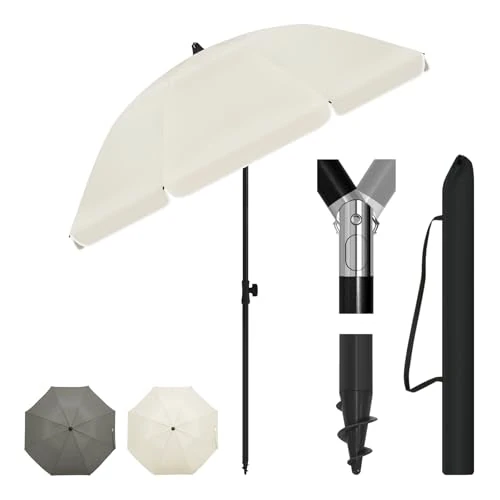 Zeitlich begrenztes Angebot: Laneetal Sonnenschirm Strand φ175 cm, UV-Schutz UPF 50+, höhen- und neigungsverstellbar, tragbar mit Tragetasche, runder Sonnenschirm für Balkon Garten Strand, Beige von 24.99 € auf 21.24 € (15% Rabatt)