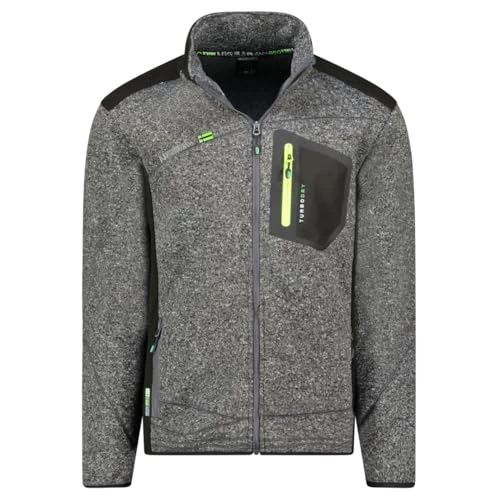 Geographical Norway Urvalama Men – Men's Fine Fleece Zip – Autumn Winter Spring Warm Men's Jacket – Long Sleeve Soft Fur Sweater Comfort Outdoor (Black S), Black, S