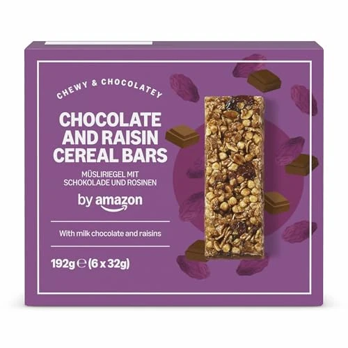 Offerta a tempo: by Amazon Barretta Ai Cereali Al Cioccolato e All'uva Passa, 192g - 39% da 2.36 € a 1.43 €