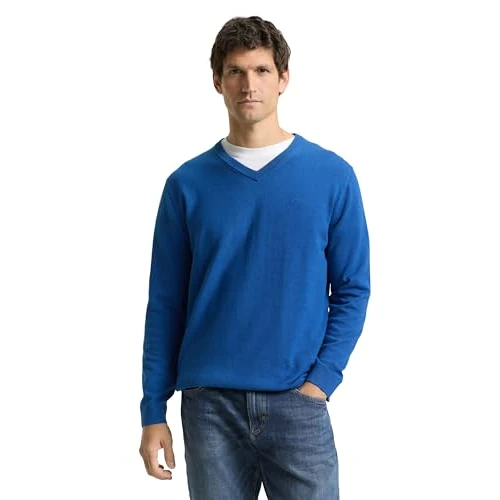 Limited-time offer: TOM TAILOR Men's 1039811 Pullover Sweater, 39402-Smoky Blue Melange, S from 25.18 £ to 25.18 £ (save 0.00%)