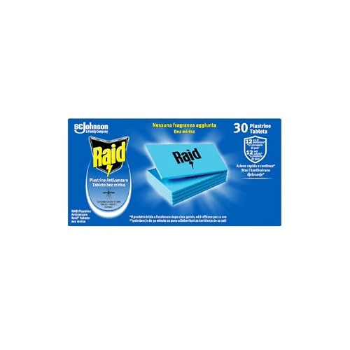 Offerta a tempo: Raid Piastrine Antizanzare Comuni e Tigre, Azione prolungata, Ricarica 30 pezzi - 28% da 3.99 € a 2.87 €