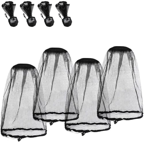 PHOGARY Cappello con Zanzariera, extra grande, 4 pezzi, copertura in rete per attività all'aperto, viaggi, campeggio, escursionismo, pesca, giardinaggio, adatta per cappelli, con tasca integrata