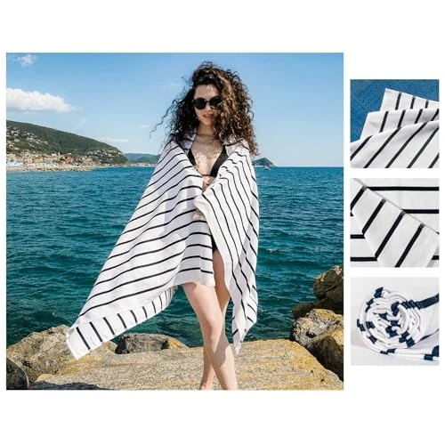 Offre limitée : nice homeit Lot de 2 Serviettes de Plage en Coton 100 x 180 cm – Serviette de Plage Double Face – absorbante, séchage Rapide, léger, Anti-Sable, fabriqué en Italie de 31.99 € à 31.99 € (0.00% de remise)