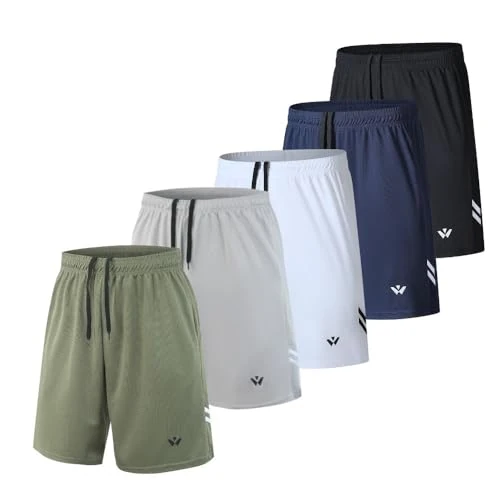 Limited-time offer: fovdtaa 5 Pack Mens Sports Shorts Men's Athletic Shorts with Pockets and Elastic Waistband, Quick Dry Workout Shorts for Men Running Trousers Black,Grey,White,Light Gray，Green L from 40.44 £ to 40.44 £ (save 0.00%)