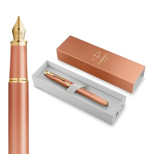 Limited offer: PARKER IM Writing Rituals Fountain Pen, Vibrant Orange Case with Colour Gradient and Gold Trims, Fountain Pen with Medium Nib, Blue Ink, Gift Box from 60.39 EUR to 43.19 EUR (save 28%)