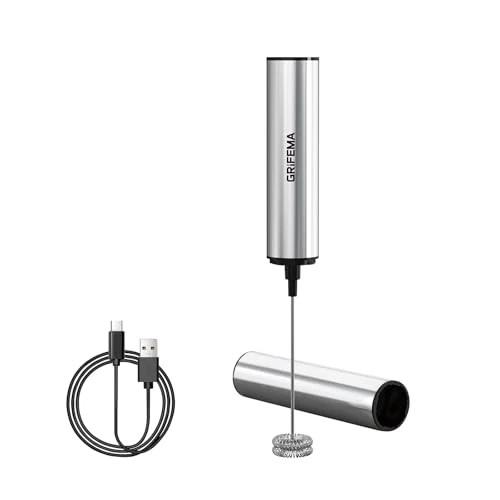 GRIFEMA Espumador de Leche USB Recargable Batidor Electrico te Matcha, 13000 RPM, Ergonómico, Fácil De Limpiar, Mini Batidor Leche Espuma para Cappuccino, Café Bulletproof, Batidos de Proteínas