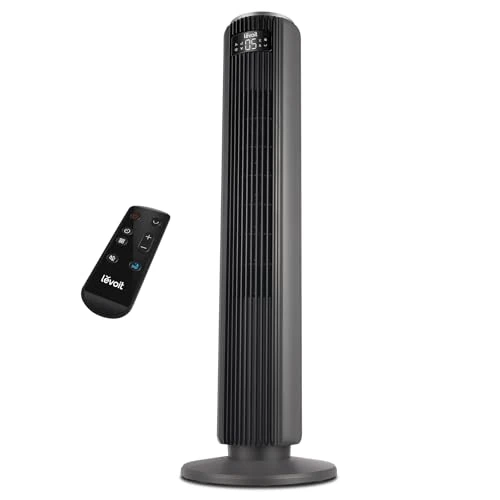 LEVOIT Tower Fan with Remote Control, Quiet Fan 23dB and 39W, 90° Oscillation with 7m/s, 4 Modes 5 Speed, 12H, Timer, Easy to Assemble for Room