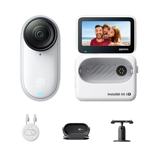 Oferta limitada: Insta360 GO 3S 64GB Blanco - Mini cámara portátil 4K POVs Manos Libres, se Puede Colocar en Cualquier Lugar, estabilización, batería de 140 min, Resistente al Agua, 10 m, edición IA, Apple Find My de 319.99 EUR a 309.00 EUR (ahorro 3%)