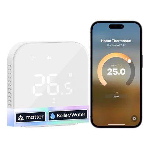 Oferta limitada: Meross Termostato Calefaccion WiFi Matter, Termostato WiFi Caldera Gas Condensación, Compatible con Alexa, Google Assistant y Siri, Sensor Externo, Detección Ventana Abierta, Bajo Consumo Programable de 79.99 EUR a 54.99 EUR (ahorro 31%)