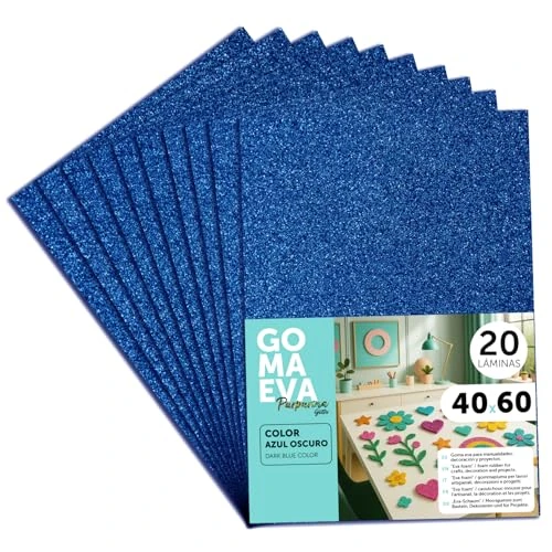 Offerta a tempo: m-office Fogli di Gomma Eva Colorata Glitterata, Gomma Crepla per Scrapbooking, Scuola, Cartoncini Creativi, Lavoretti, Torte Scenografiche, Scuola o Progetti Artistici 40x60cm (Blu scuro, 20uds) - 0.00% da 22.00 € a 22.00 €