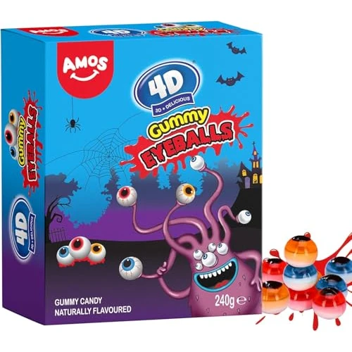 Oferta limitada: Amos Ojos Comestibles Halloween, 4D Mixtas Frutas Golosinas Chuches Halloween Ojos Azucar, Caramelos Halloween Dulces halloween Gominolas Individuales Gominolas Halloween Comida- 240G de 12.99 EUR a 12.99 EUR (ahorro 0%)