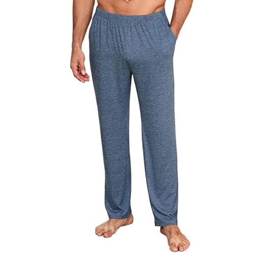 Tijdelijke aanbieding: Uniexcosm Pyjamabroek voor heren, lange effen pyjamabroek, katoen, slaapbroek, vrijetijdsbroek, huisbroek, pyjama-broekje voor mannen, met zakken van 21.99 EUR naar 15.19 EUR (korting 31%)