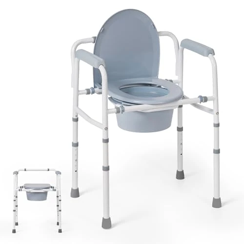 Offerta a tempo: Careboda Sedia portatile per anziani con sedile extra largo, WC, 5 altezze regolabili, 158,8 kg supporto, secchio 7,5 qt - 36% da 79.99 € a 51.43 €