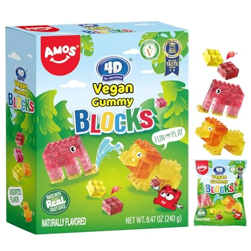 Limited-time offer: AMOS 4D Gummy Sweets Blocks & Bricks Candy, Vegan Fruits Sweet 4 Flavors (Strawberry & Watermelon & Pineapple & Mango), Mix Fruit Chews Sweet Party Bags- 240g (Block-Mixed Fruit-240G) from 12.99 £ to 12.99 £ (save 0.00%)