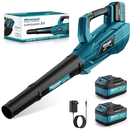 Offerta a tempo: Soffiatore a Batteria, 5 Velocità Soffiatore Elettrico Senza Filo con Motore Brushless, 2 batterie da 5.2Ah/18V, 35.000 RPM, Velocità Aria 180 km/h, Portata Aria 800 m³/h, 2 Ugelli Intercambiabili - 0.00% da 129.99 € a 129.99 €