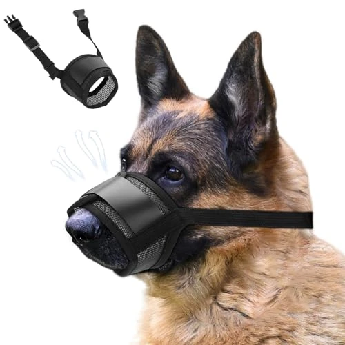 Dog Muzzle Adjustable Dog Muzzle Anti Bark Chew Soft Air Mesh Muzzle for Grooming Training (XL)