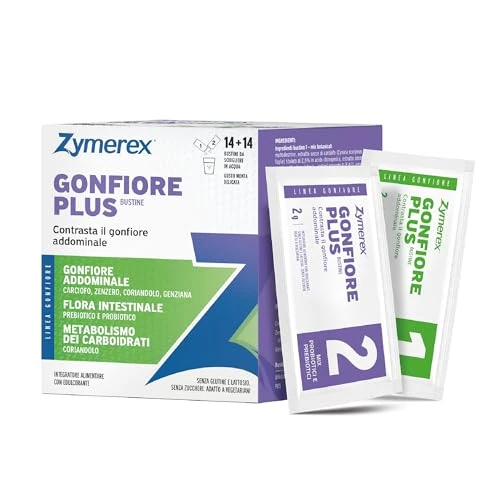 Offerta a tempo: Zymerex GONFIORE PLUS | 14+14 bustine | Gonfiore addominale | Probiotici e prebiotici | Equilibrio flora intestinale | Metabolismo carboidrati | Senza glutine, lattosio e zuccheri | Adatto vegetariani — 22% da 13,90 € a 10,90 €