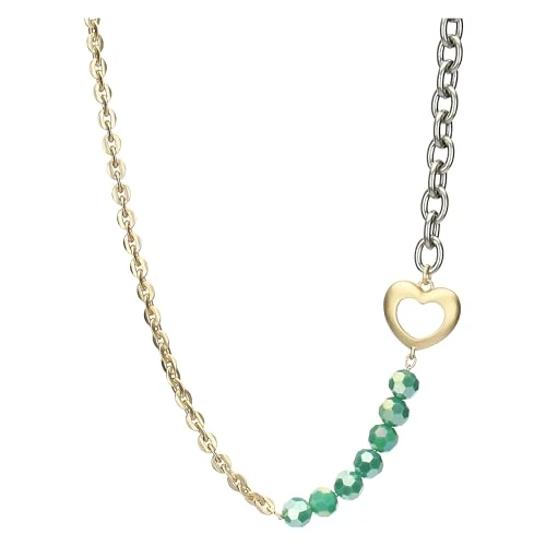 THUN - Collana cuore e perline - metallo, vetro, resina - Collezione Dedicato a te - 40 + 5 cm