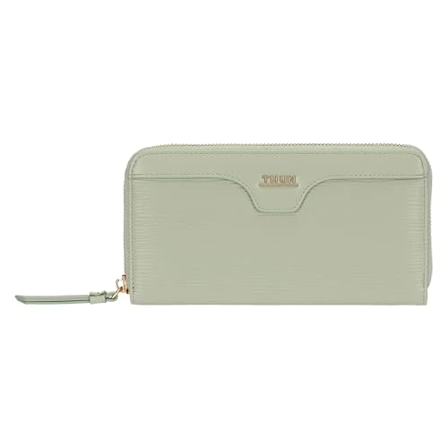 THUN - Cartera con Cierre de Cremallera, Verde - ecopiel - Colección Sempre Conmigo - 20 x 3 x 10.5 cm