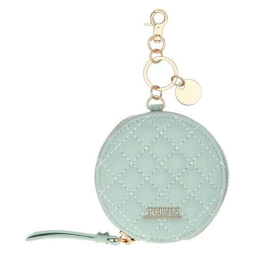 THUN - Llavero redondo con cremallera, verde - metal - Colección Sempre conmigo - Ø 9 cm, 2 cm