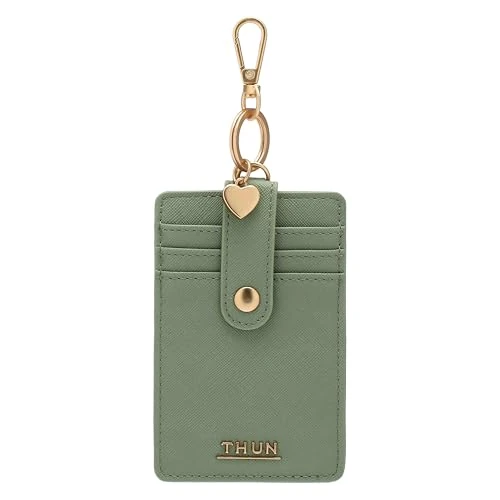 Offerta a tempo: THUN - Porta carte con gancio, verde - ecopelle - Collezione Sempre con me - 7.5 x 11 cm - 52% da 26.90 € a 12.99 €