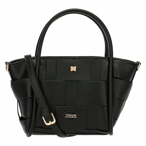 THUN H3639p00, Bolso Trenzado de Piel sintética, Negro, pequeño, 17cm x 11cm x 16,5cmLunghezza Della Parte Superiore 29cm