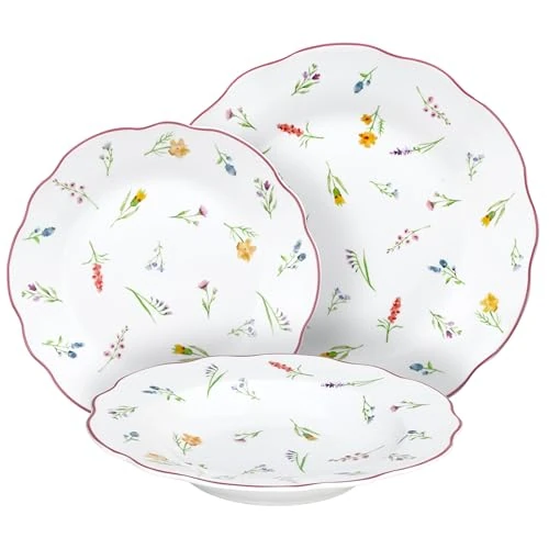 Limitiertes Angebot: Tognana Millefiori, 18-teiliges Geschirrset für 6 Personen, Porzellan, Weiß, Made in Italy von 84.29 EUR auf 84.29 EUR (Spare 0%)