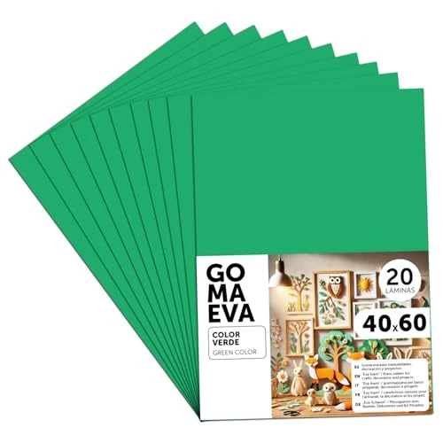 Offerta a tempo: m-office Fogli di Gomma Eva Colorata, Gomma Crepla per Scrapbooking, Scuola, Cartoncini Creativi, Lavoretti, Torte Scenografiche, Scuola o Progetti Artistici 40x60cm (Verde, 20 uds) - 0.00% da 15.90 € a 15.90 €