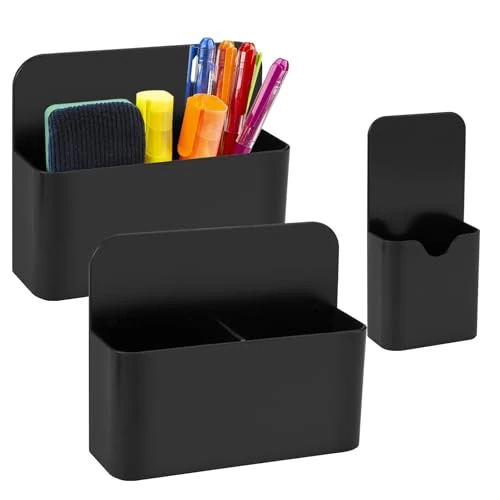 3 sztuki magnetycznych półek, uchwyt na długopisy, magnetyczny uchwyt na markery z tworzywa sztucznego, dwa rozmiary, pudełko do przechowywania, magnetyczny uchwyt na długopisy, czarny, do lodówki