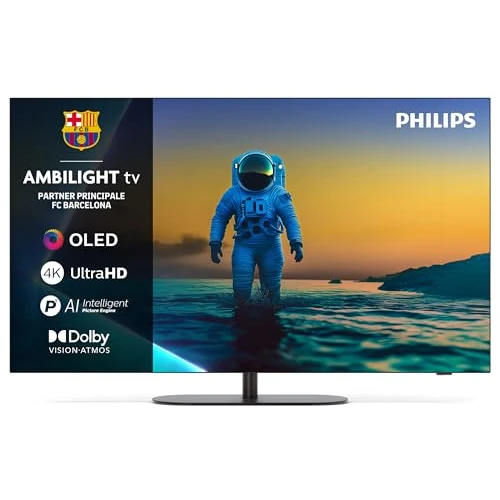 Philips Ambilight 48OLED820 4K OLED Smart TV - Display 48’’ con processore P5 AI Perfect Picture Ultra HD, Google TV, Dolby Vision e Atmos Sound - Funziona con Alexa e Google
