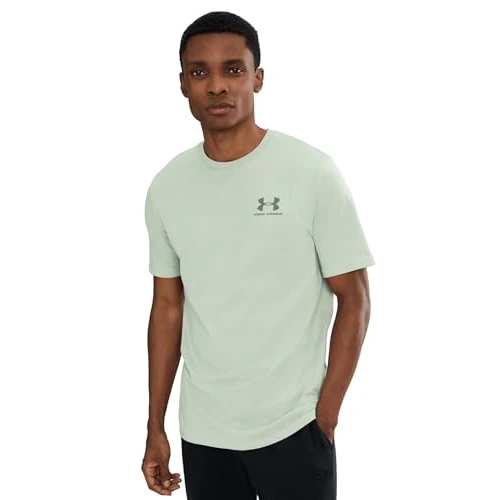 Offre limitée : Under Armour Homme T-Shirt Ample avec Logo sur La Poitrine Gauche, Titanium/Clay Green, M de 28.00 € à 21.97 € (22% de remise)